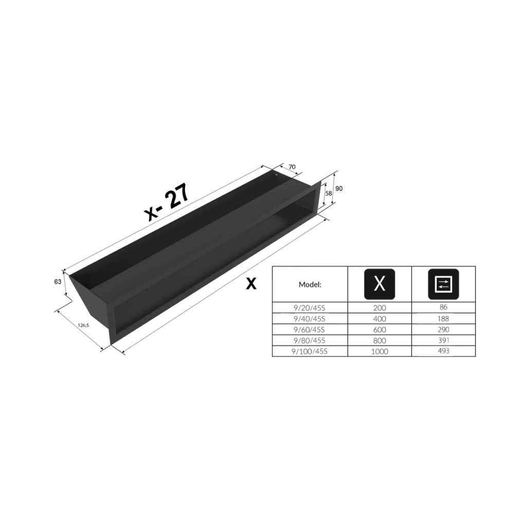 Grelha de Ventilação Branca 9×80cm LUFT/9/80/45S/B - Image 4